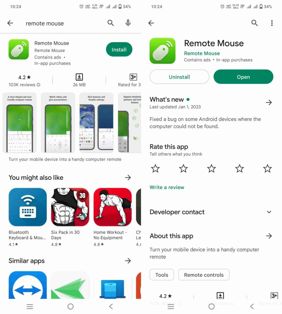 remote mouse android techforgeeks